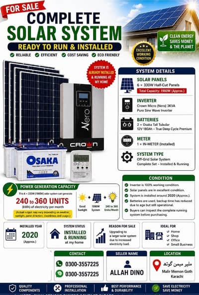 3 KV Solar System Complete On Working