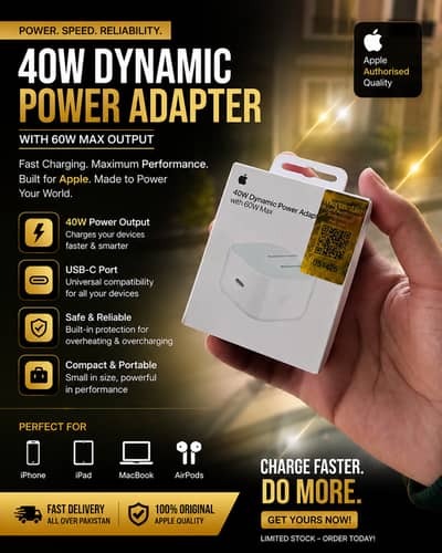 Apple 40W 3-Pin (UK Variant) + Free Braided Cable