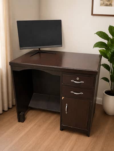 Wooden Study Table with Drawers & Cabinet | Computer Desk