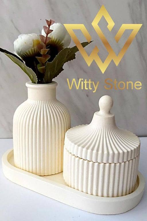 Oval Tray Vase Jar with Lid Decorative Set for Home,  White Set, Jewelry decoration Ideas | Witty Stone
