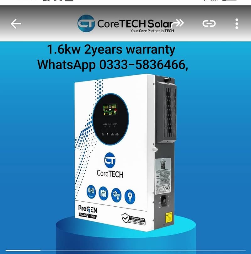 CoreTECH  ProGEN 1.6kw . PV2200 Hybrid Inverter 1