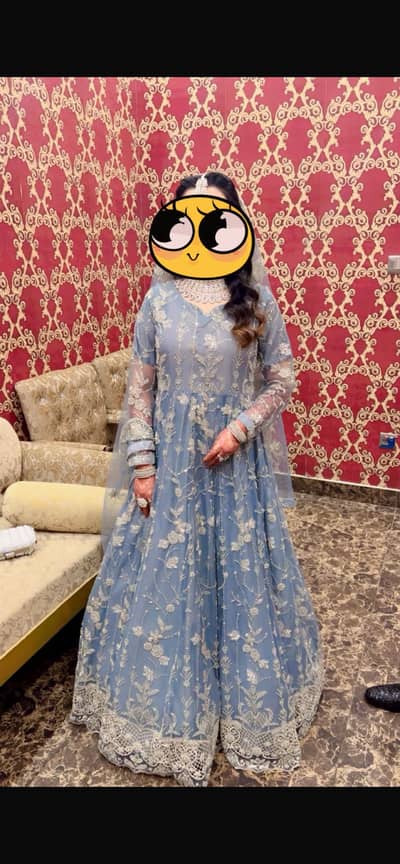 Ice blue walima maxi Heavy Zardozi