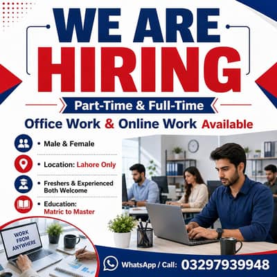 WE ARE HIRING MALE AND FEMALE STAFF FOR PART TIME WORK AND OFFICE WORK