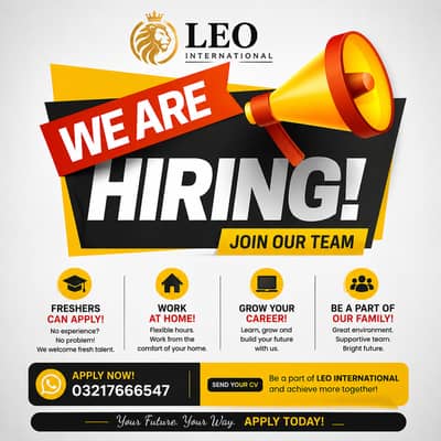 NEED MALE AND FEMALE STAFF FOR ONLINE AND OFFICE WORK