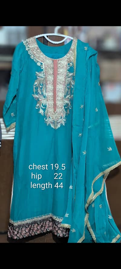 3pc chiffon embroidered dress