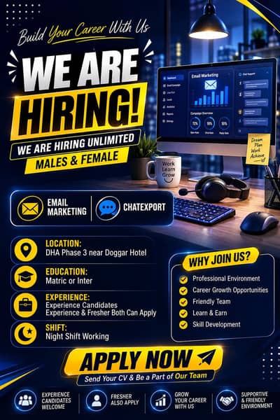 We are hiring digital marketing apply now Males and female