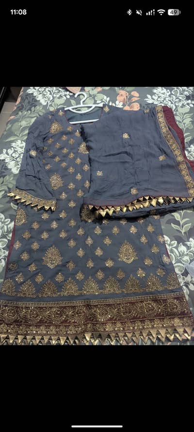 2pc chiffon embroidered dress