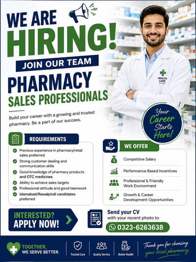 Urgent Hiring | Pharmacy Sales Person | Medical Store Jobs | Jobs
