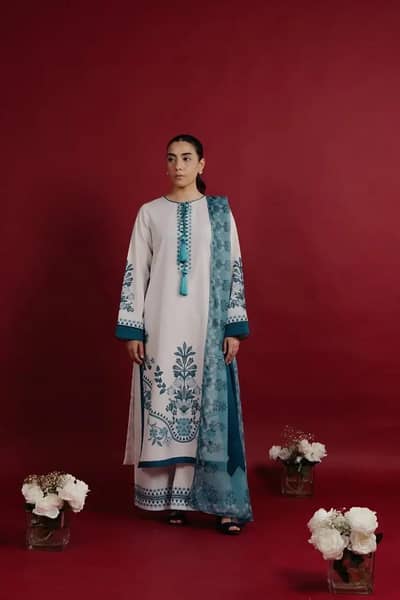 Beautiful Digital Silk Print Stitched 3 Piece Suit