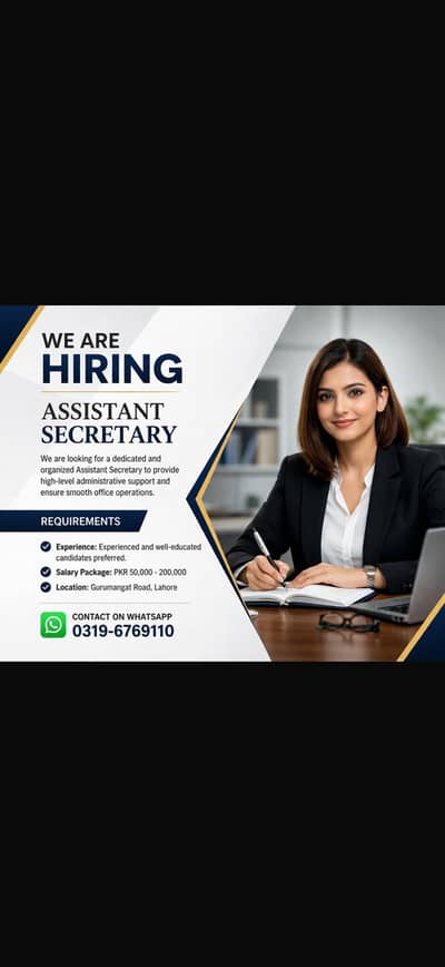 Female assistant secretary required