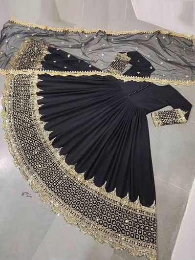 Heavy Embroidered Chiffon Maxi 3 Piece Suit
