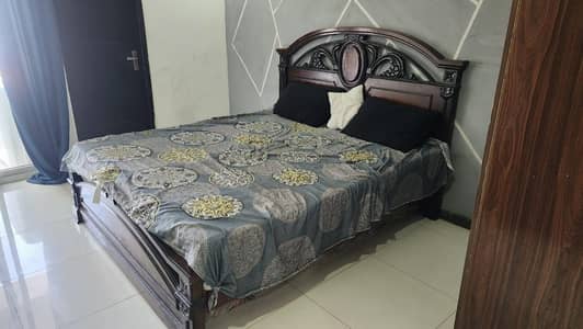 bed with dressing table