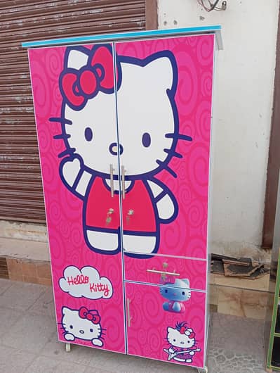 Stylish Kids Wardrobe | Cartoon Design | Spacious Cupboard