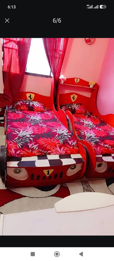 beautiful car design with mattress and side table