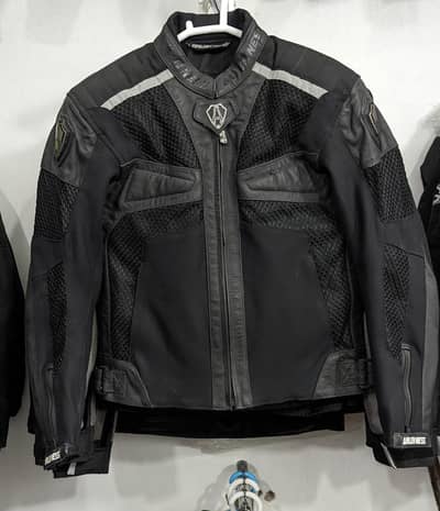 Biker Safety Jacket ( Leather + Cordura + Mesh )