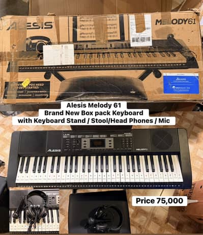 Alesis Melody 61 Keyboard With Stand/Stool/Mic/Headphones Piano/Guitar