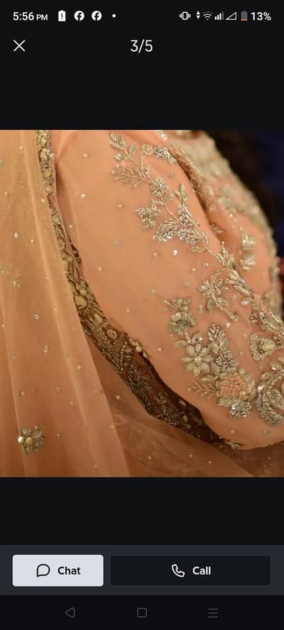 Maxy long fabric Net color teapink hand embroidery 1 time used good