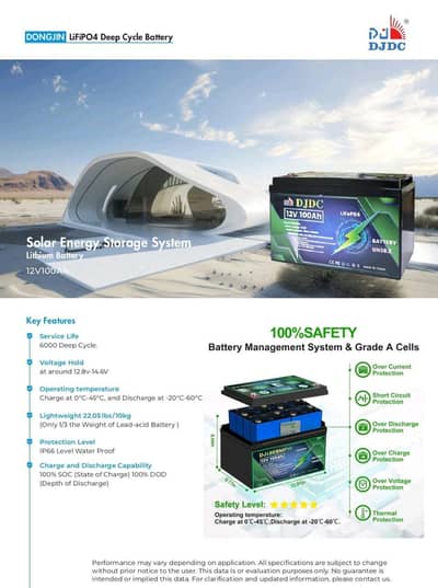DongJin 12V 100Ah lifePo4 Lithium-ion | Brand new | Warranty 2 years
