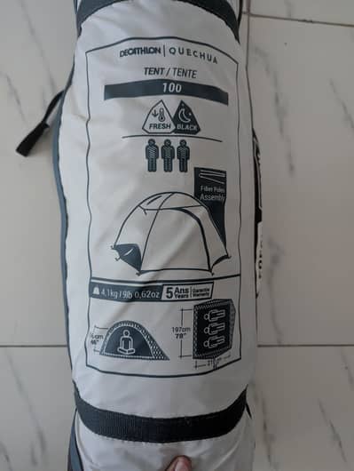 "Decathlon Quechua Tent 100 Fresh & Black – 3 Person Camping Tent (Imp
