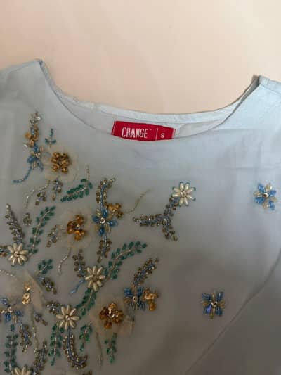 Beautiful Light Blue Embroidered 2-Piece Suit with Dupatta – Size S
