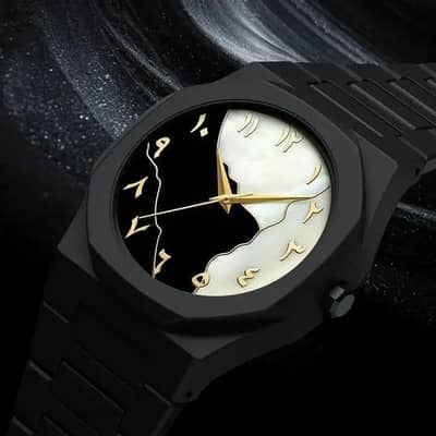 Men Carbon Fiber Black Arabic Watch ⌚