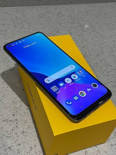 Realme 8, 8/128GB with box charger and all accessories for sale