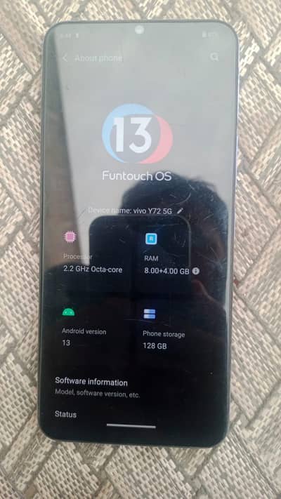 Vivo Y72 5g original panel no open and repare with box and charger