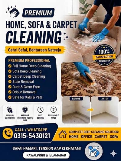 Sofa, Carpet & Home Deep Cleaning Services in Rawalpindi & Islamabad