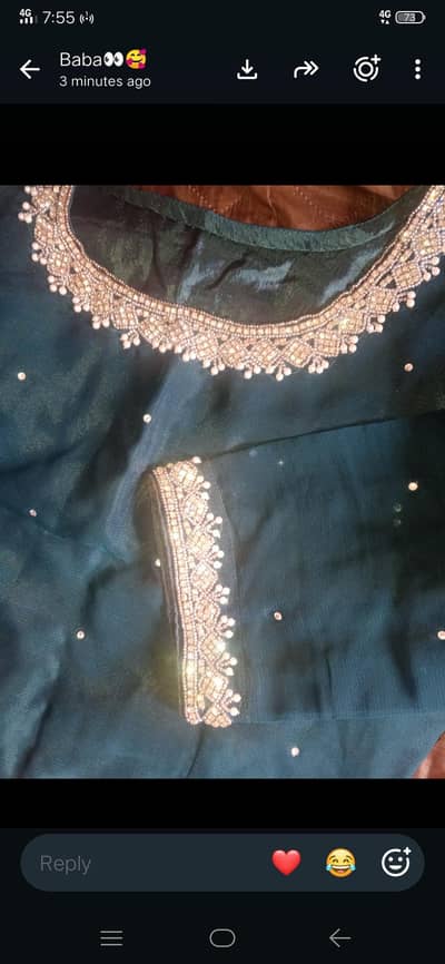 Hand made dark green chiffon saree 1 time used