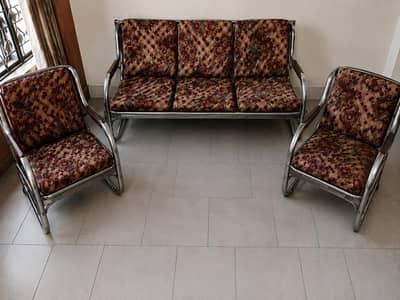 5 Seater steel sofa set - 2 singal chairs + 3 seater sofa