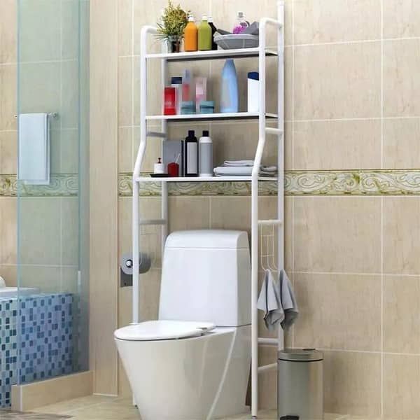 3 Tier Toilet Storage rack above toilet seat Washer Storage Frames for Over Toilet, Over The Toilet Storage Shelf with Hooks, Stainless Steel Laundry Room Space Saver Utility Rack, Bathroom Standing Organizer