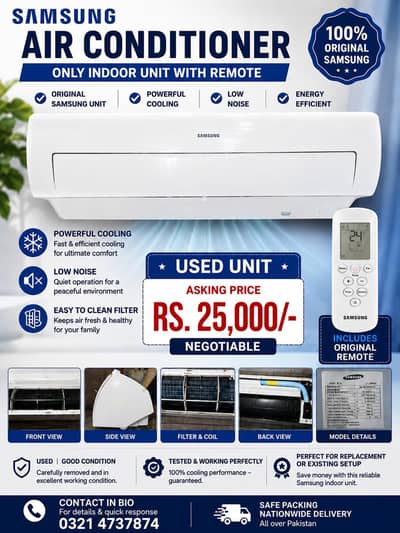 Samsung 1.5 Ton AC Indoor + Remote – Used