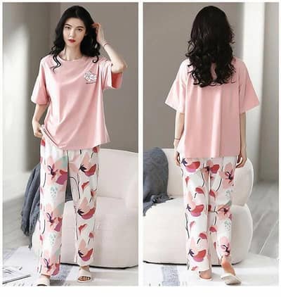 women's pink folral night suit
