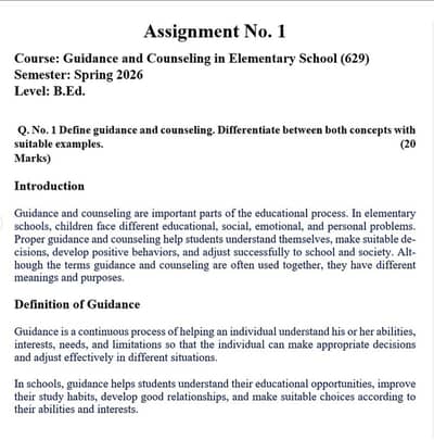 AIOU Autumn Assignments