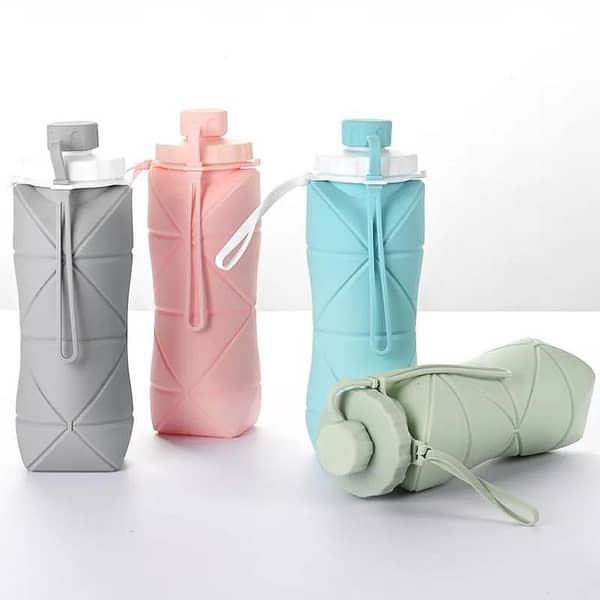 600ML Silicone Folding Water Bottle – Portable Collapsible Travel Bottle