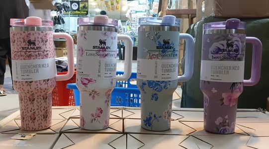 40 Oz Floral Stainless Steel Tumbler with Straw – Large Insulated Wat