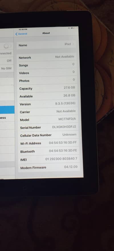 apple tablet model MC774FDA