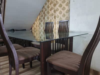 Glass Top Dinning Table with Six Chairs
