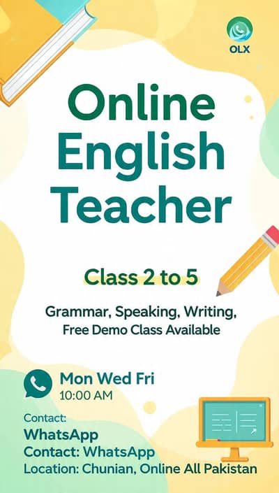online English teacher for class 2 to 5 free demo
