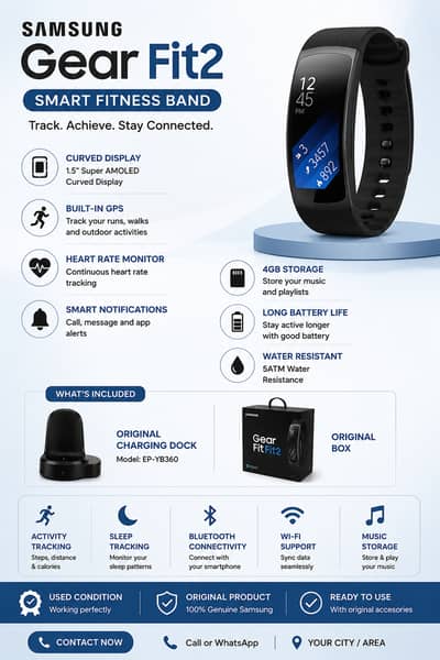 Samsung Gear Fit2 Smart Band | Original Dock | GPS + Heart Rate