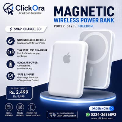 Magnetic Wireless Power Bank 5000mAh | 15W Fast Wireless Charging