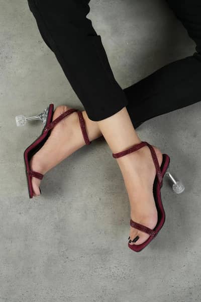 women's maroon synthetic leather heels for formal use party wear