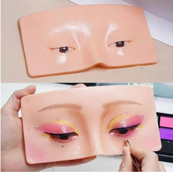 Eye Dummy Makeup Practice Board with Cleaner – Reusable Silicone Eye Training Model