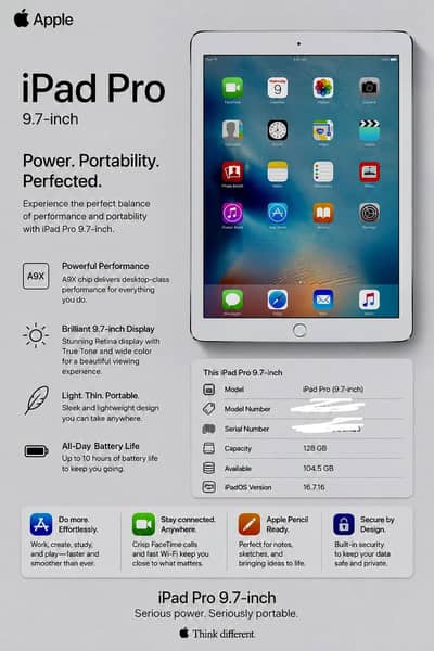 Ipad pro rarely used Pta approved + APPLE PENCIL 1st GEN