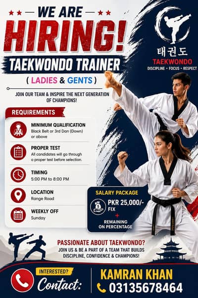 WE ARE HIRING – TAEKWONDO TRAINERS