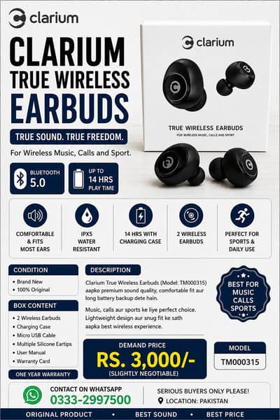 Clarium branded earduds