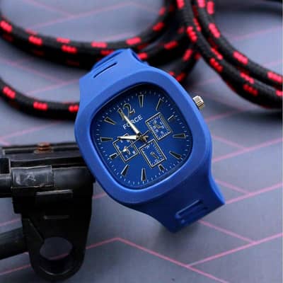 Blue Silicone Men's Watch Water Resistant Lightweight