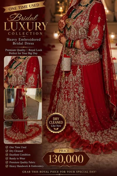 Luxury Red Bridal Lehenga – One Time Used | Heavy Handwork