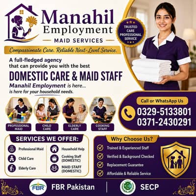 Maid, House Maids, cook, chef, Baby Sitter, Filipino maids Available