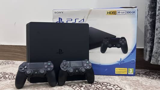 PlayStation 4 Slim (500 GB) With 2 Controllers + Original Box
